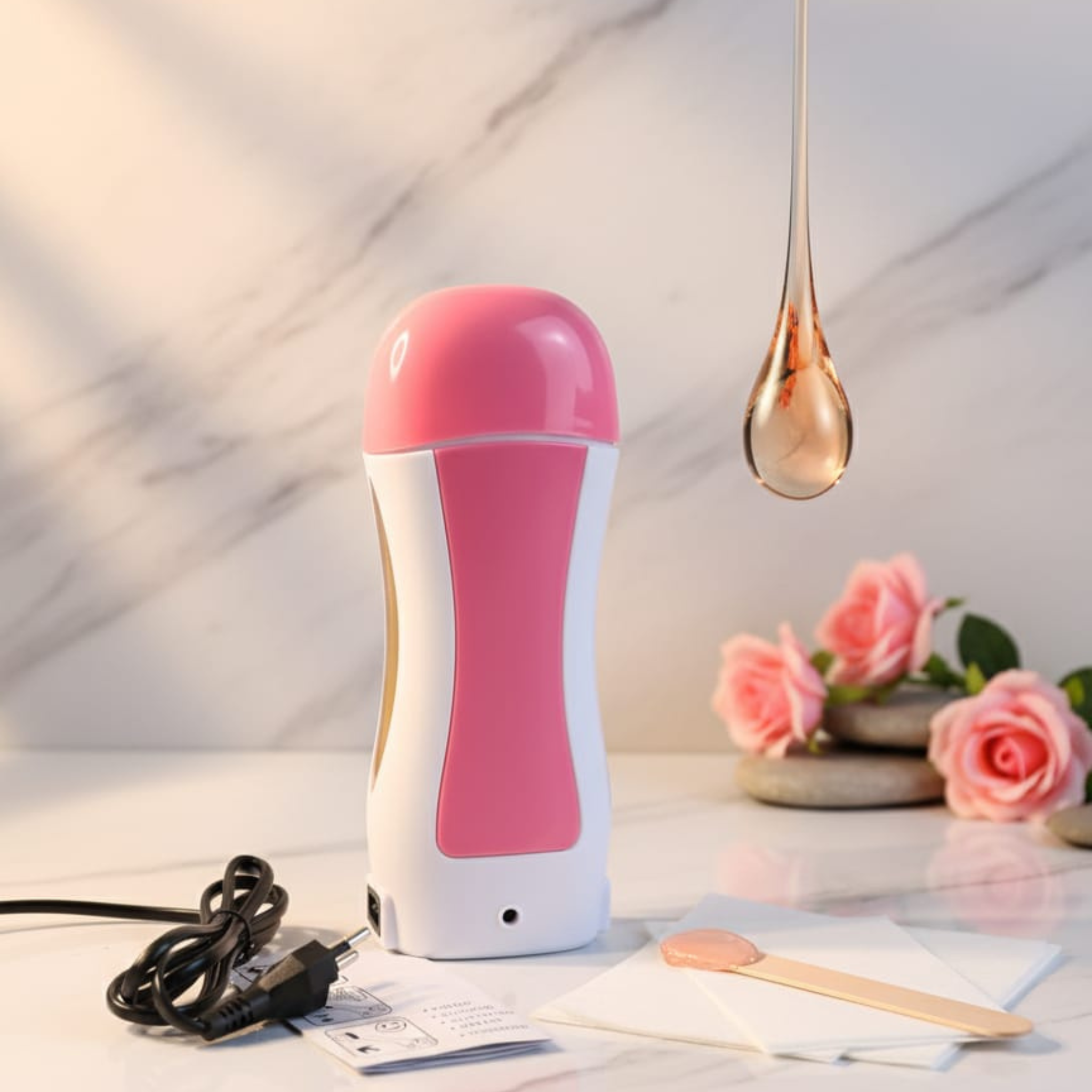 Electric Wax Heater for Hair Removal – Roll-On Wax Warmer with Refillable Cartridge Slot & Power Cord – Portable & Easy to Use Waxing Machine for Home and Salon