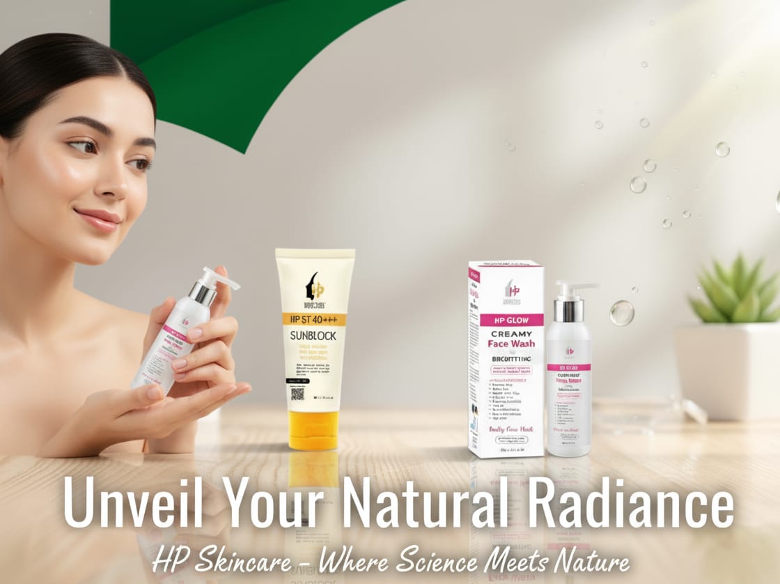 HP Skincare Bundle  HP Glow Creamy Face Wash, HP ST 40+++ Sunblock & HP Glow Cleanser | Natural Radiance & Skin Protection