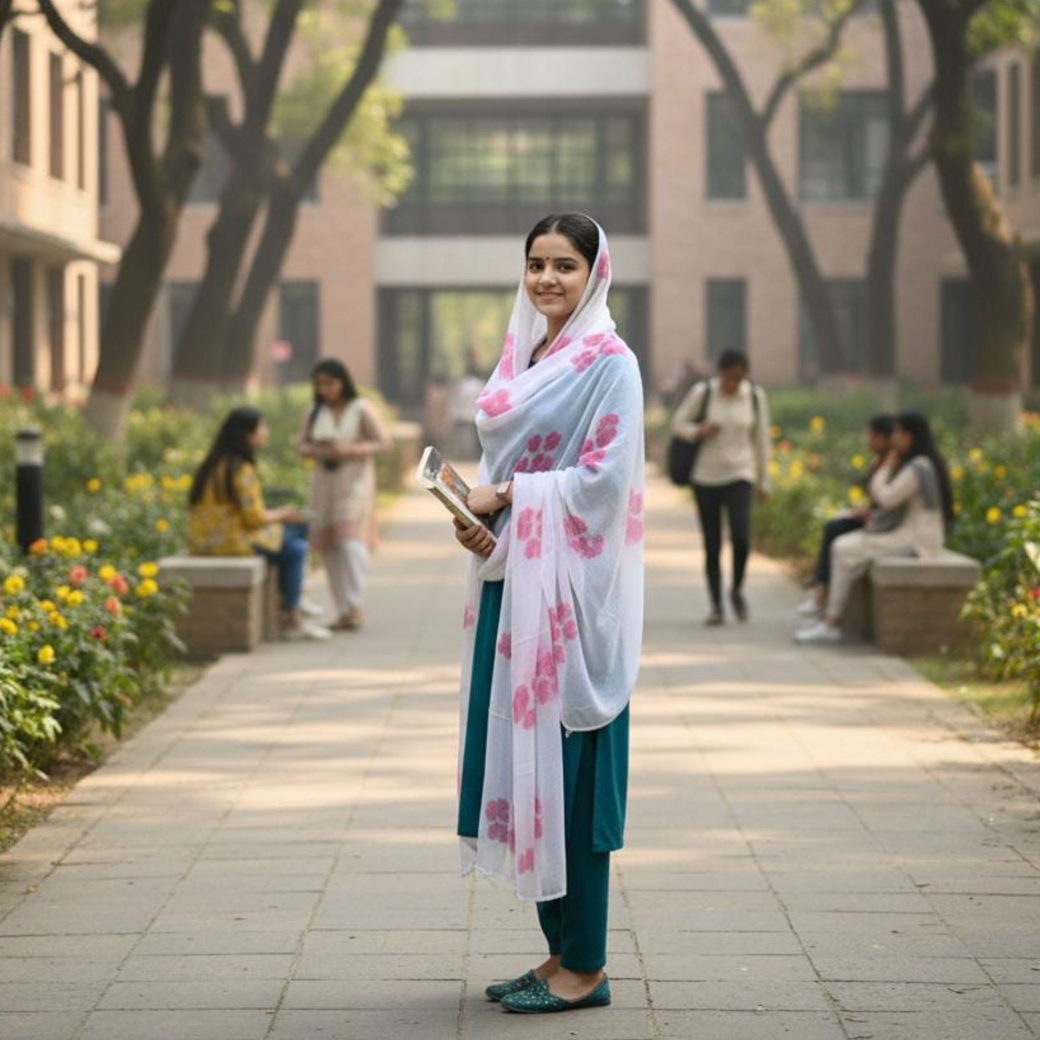 Pre- Order White Cotton Floral Dupatta with Pink Hand Block Print – Lightweight & Elegant Ethnic Stole for Women