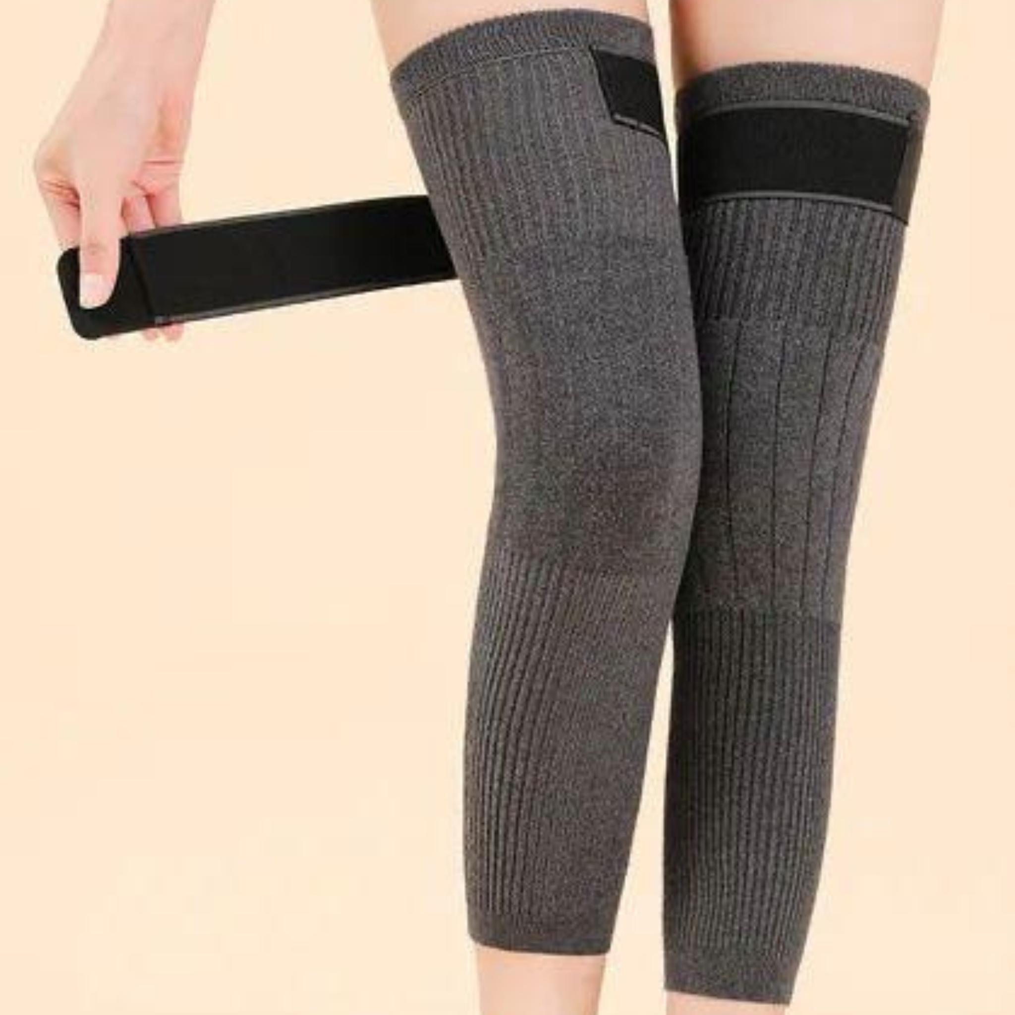 Thermal Fleece-Lined Knee Warmers , Unisex Winter Leg Support Sleeves with Soft Inner Lining
