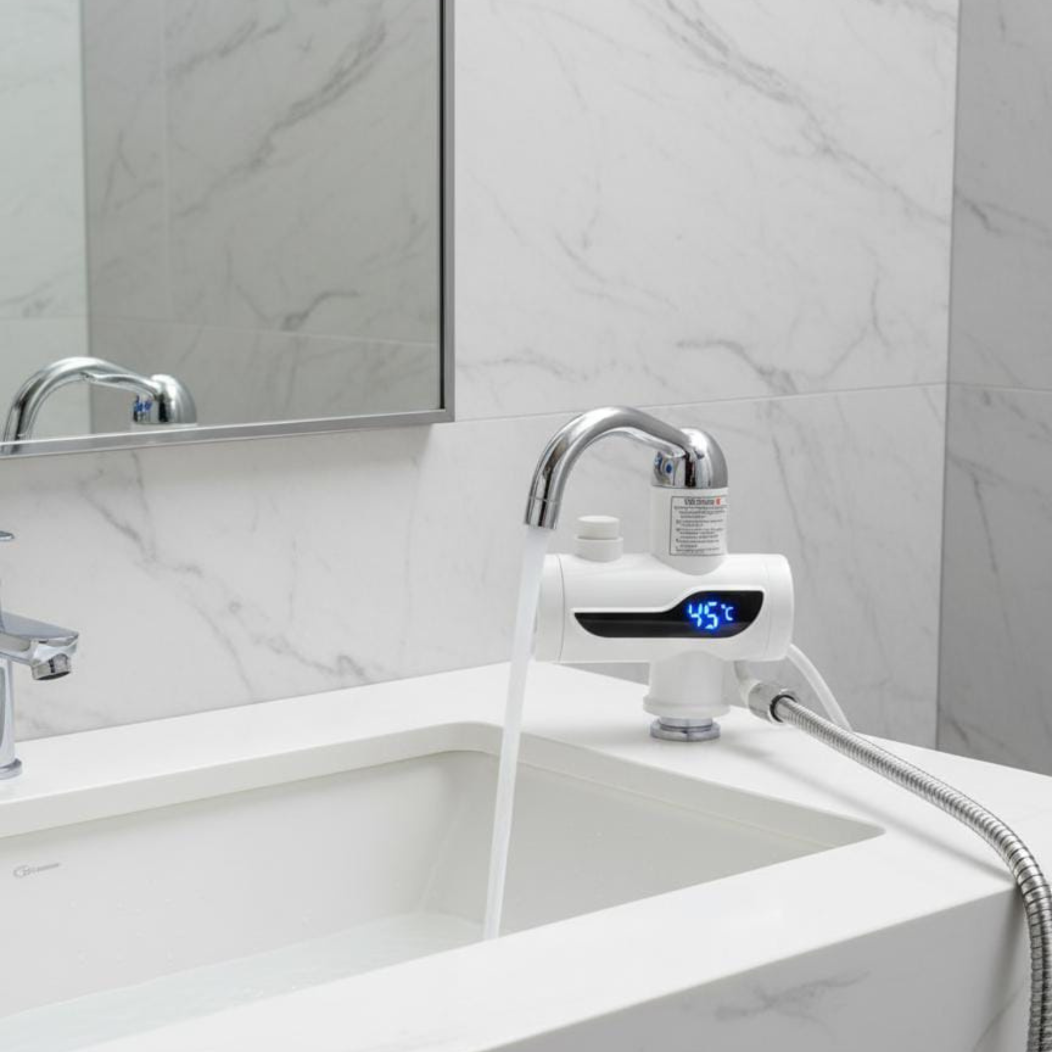 Instant Electric Water Heater Tap with Shower & LED Display – Hot & Cold Mixer Faucet for Kitchen & Bathroom – Energy Efficient Heating Tap