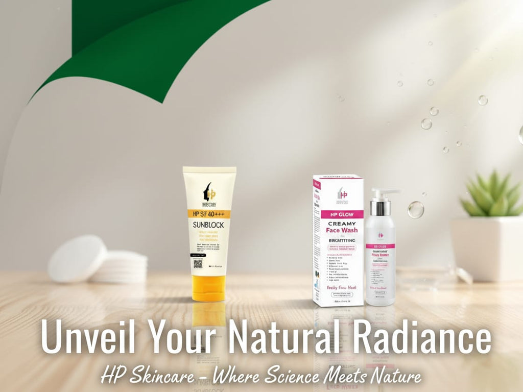 HP Skincare Bundle  HP Glow Creamy Face Wash, HP ST 40+++ Sunblock & HP Glow Cleanser | Natural Radiance & Skin Protection