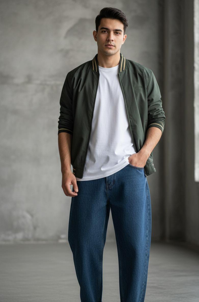 Men’s Reversible Bomber Jacket  Double-Sided 2-in-1 Stylish Casual Wear