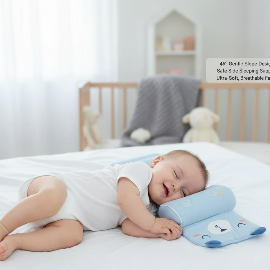 Baby Side Sleeping Pillow – 45° Anti-Rollover Support Cushion for Safe and Comfortable Sleep