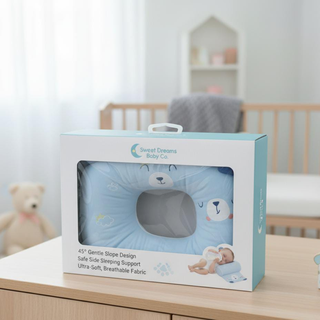 Baby Side Sleeping Pillow – 45° Anti-Rollover Support Cushion for Safe and Comfortable Sleep
