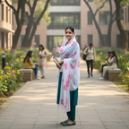 Pre- Order White Cotton Floral Dupatta with Pink Hand Block Print – Lightweight & Elegant Ethnic Stole for Women