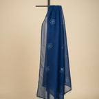 Elegant Navy Blue Silk Dupatta with Subtle Embroidered Motifs