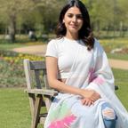 Pre-Order – Hand-Painted Organza Dupatta with Pink & Green Leaf Motif | Lightweight Festive Ethnic Stole