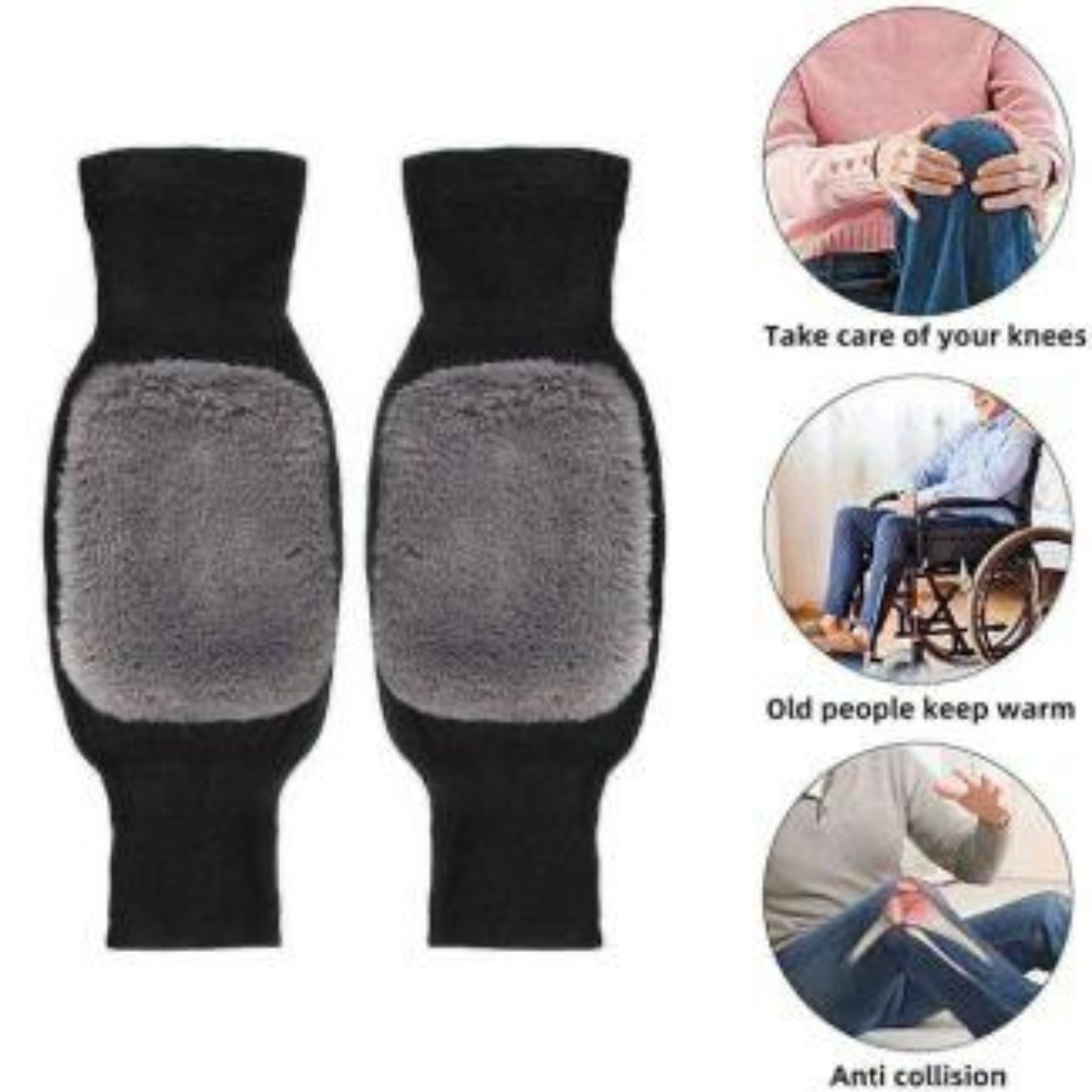 Thermal Fleece-Lined Knee Warmers , Unisex Winter Leg Support Sleeves with Soft Inner Lining