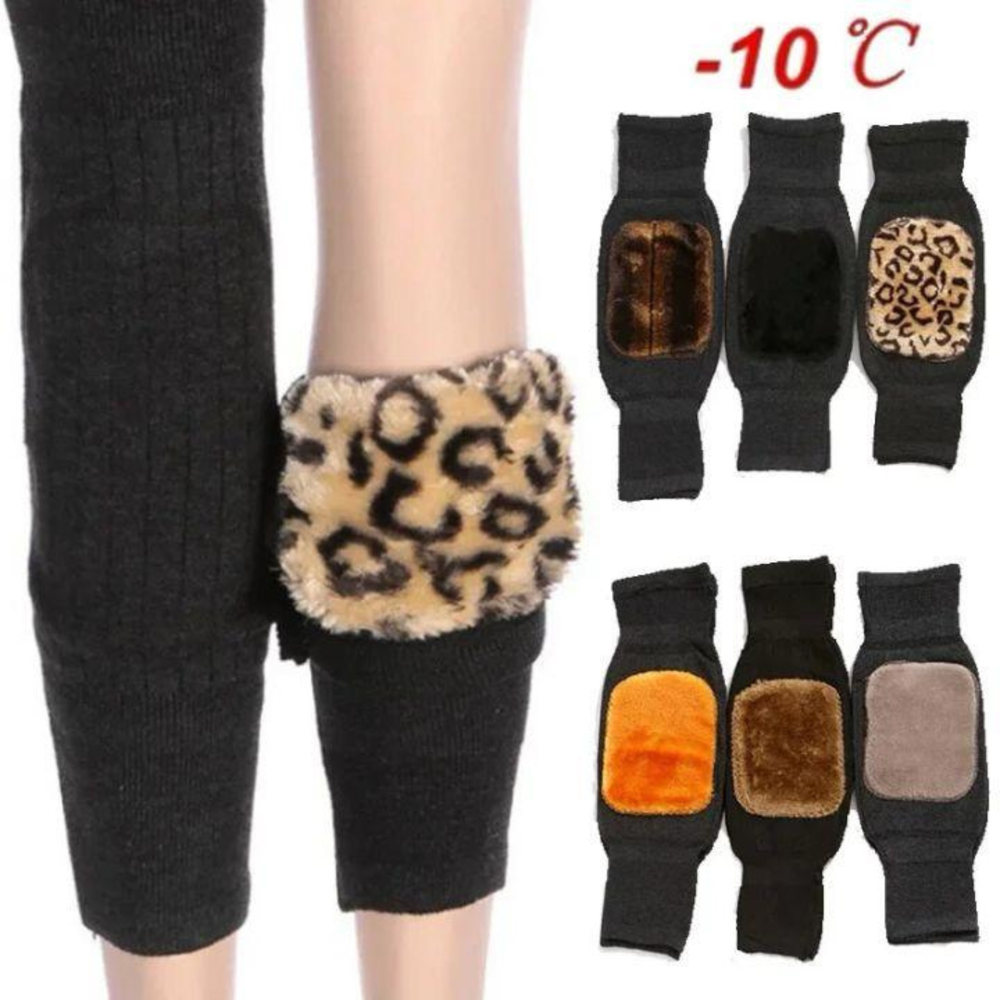 Thermal Fleece-Lined Knee Warmers , Unisex Winter Leg Support Sleeves with Soft Inner Lining