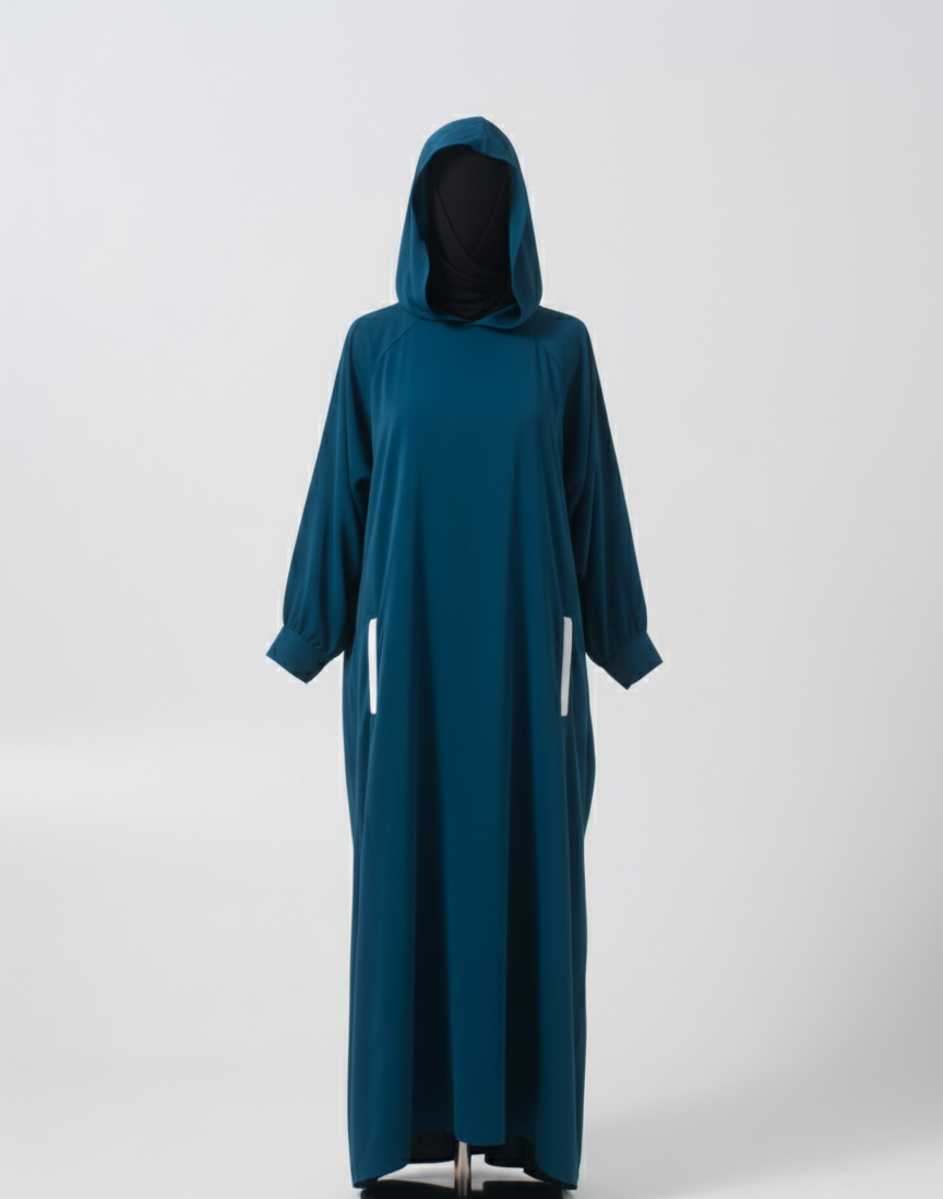 Modest Sports Abaya with Hoodie,Lightweight Casual Hijab Dress for Active & Everyday Wear