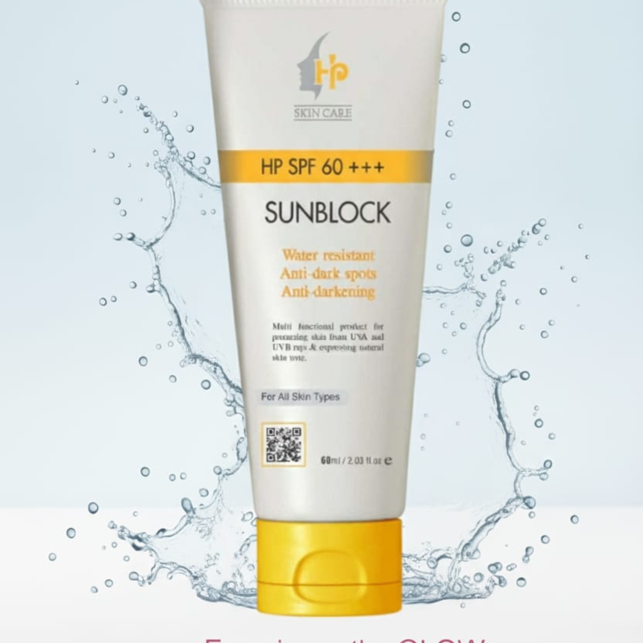 HP SPF 60+++ Sunblock | Water-Resistant Broad Spectrum Sunscreen for All Skin Types Anti-Dark Spots & Anti-Darkening Protection